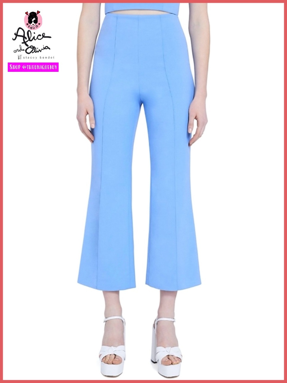 Alice + Olivia Lorinda Blue High Rise Cropped Ankle Pant